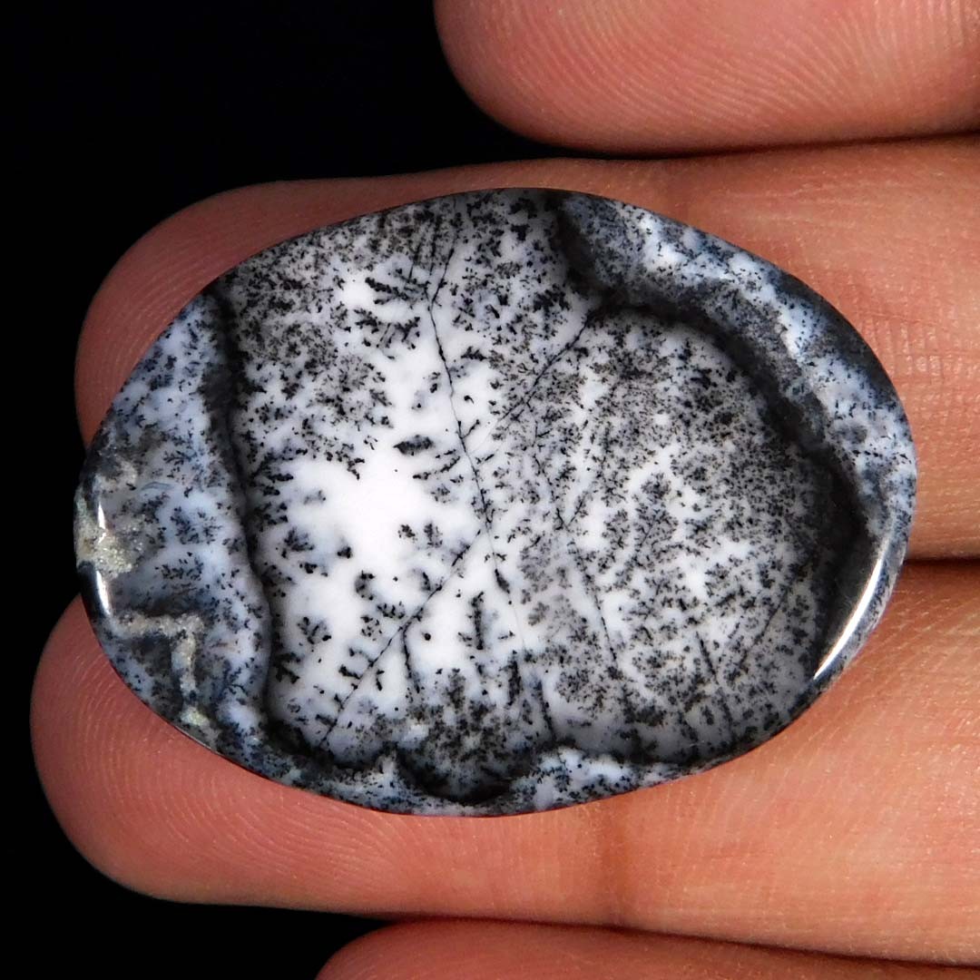 37.55Cts. Natural Gorgeous Dendritic Opal Oval Cabochon Reiki Healing Gemstone