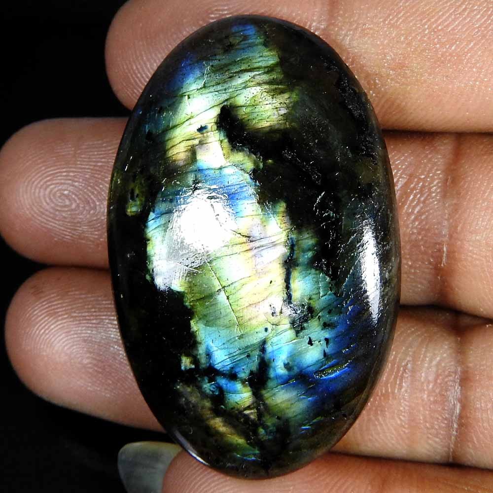 71.00Cts100%Natural Blue Power Labradorite Oval Cabochon Loose Gemstone