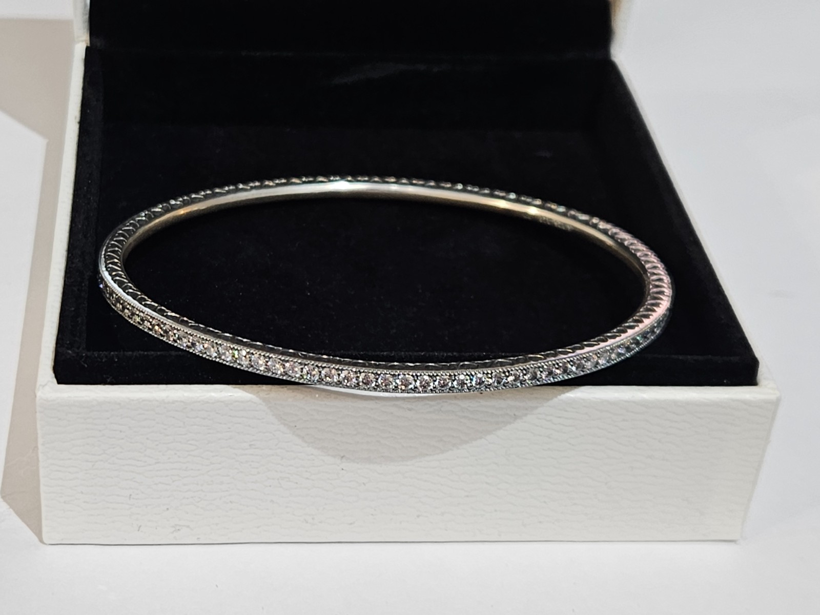 Authentic Pandora S925 ALE SS Twinkling Forever Bangle Bracelet 590511CZ-20cm