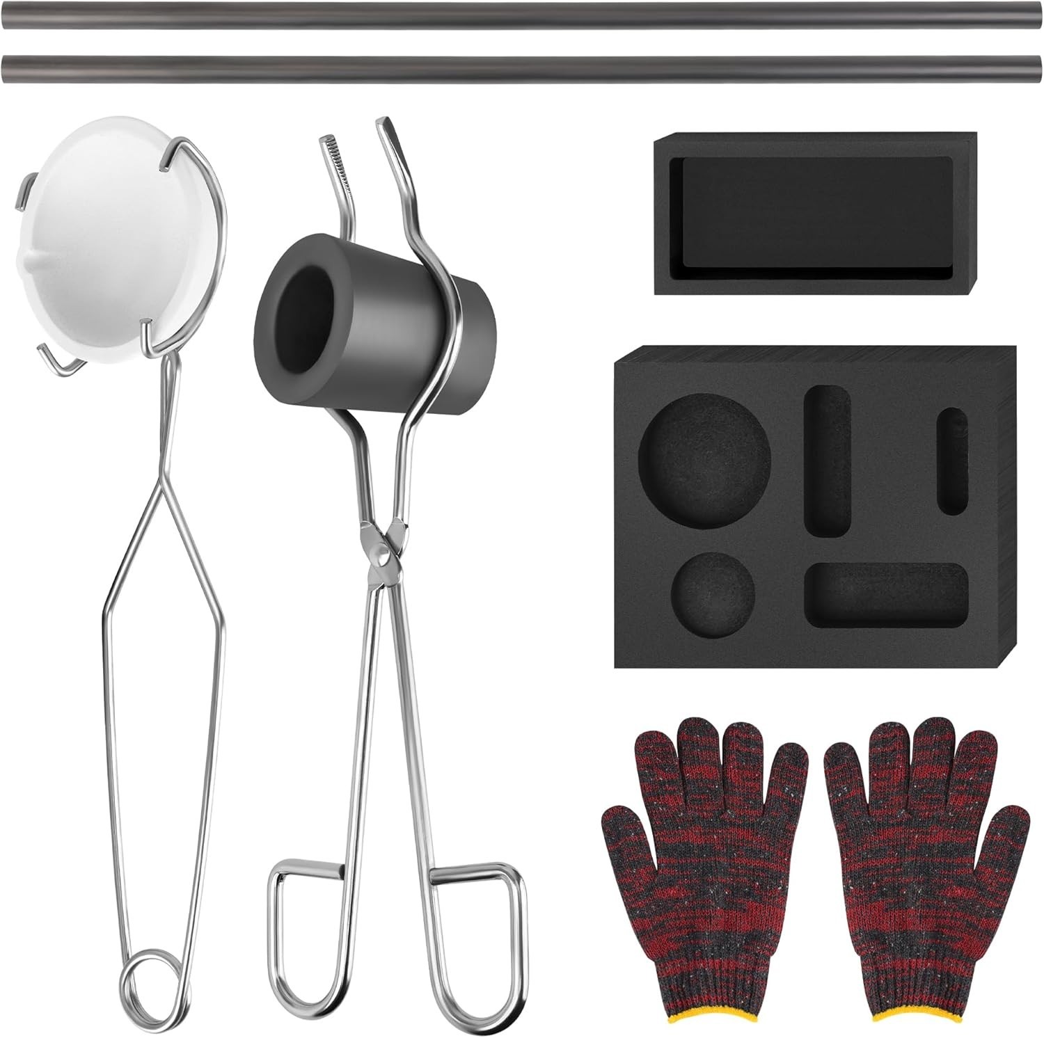 9 Pieces Graphite Torch Melting Casting Kit, Including 2 Crucible Stir Stick, 5-