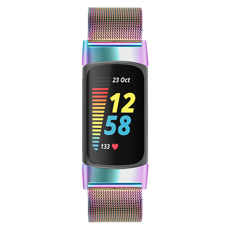 Stainless Steel Metal Milanese Mesh Buckle Band Strap For Fitbit Charge 6 5