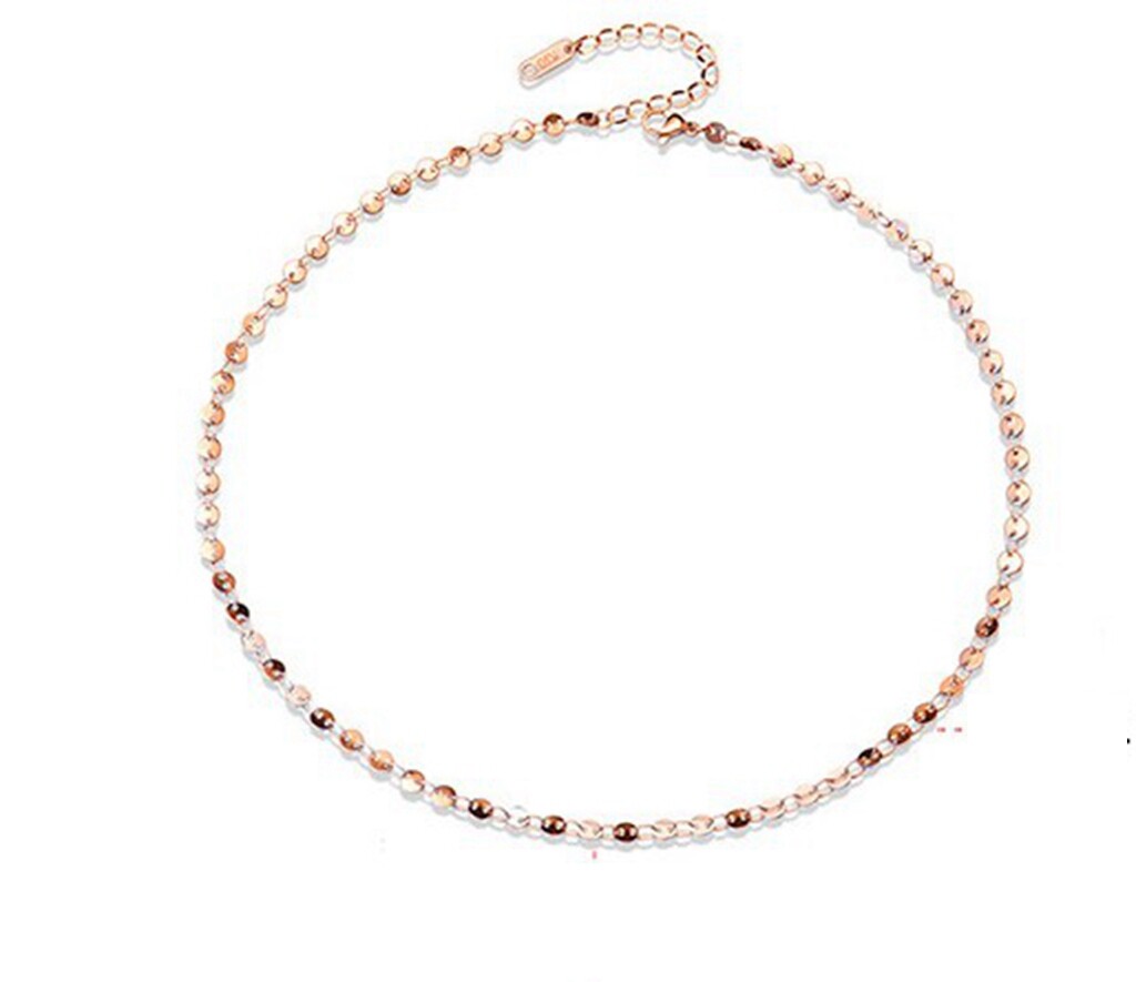 Girl / Women Titanium Stainless Steel Wafer Round Choker Chain necklace 15-17.5″