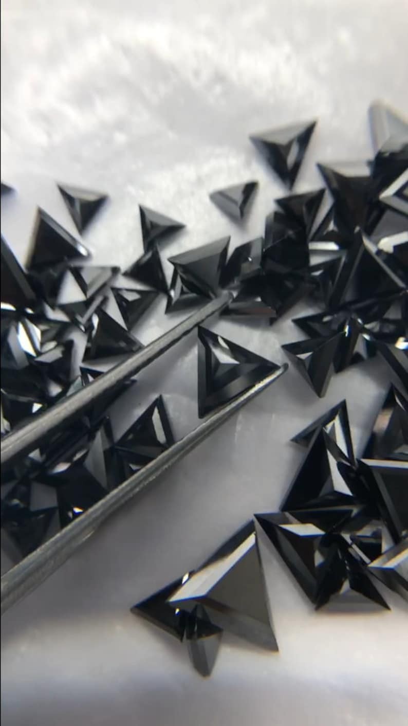 Natural Triangle Shape Black Diamonds Lot Loose Melee Stones for Jewelry Making