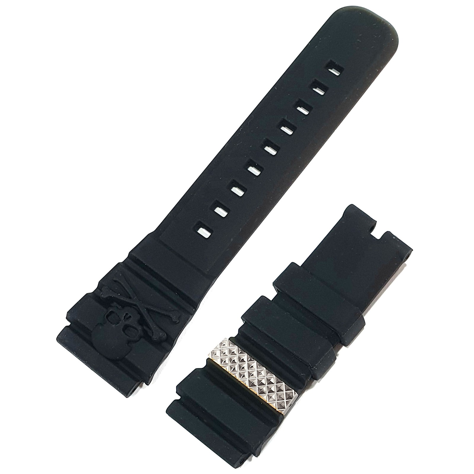 Philipp Plein Replacement Band Silicone Black-Silver The Skull PWAAA Series