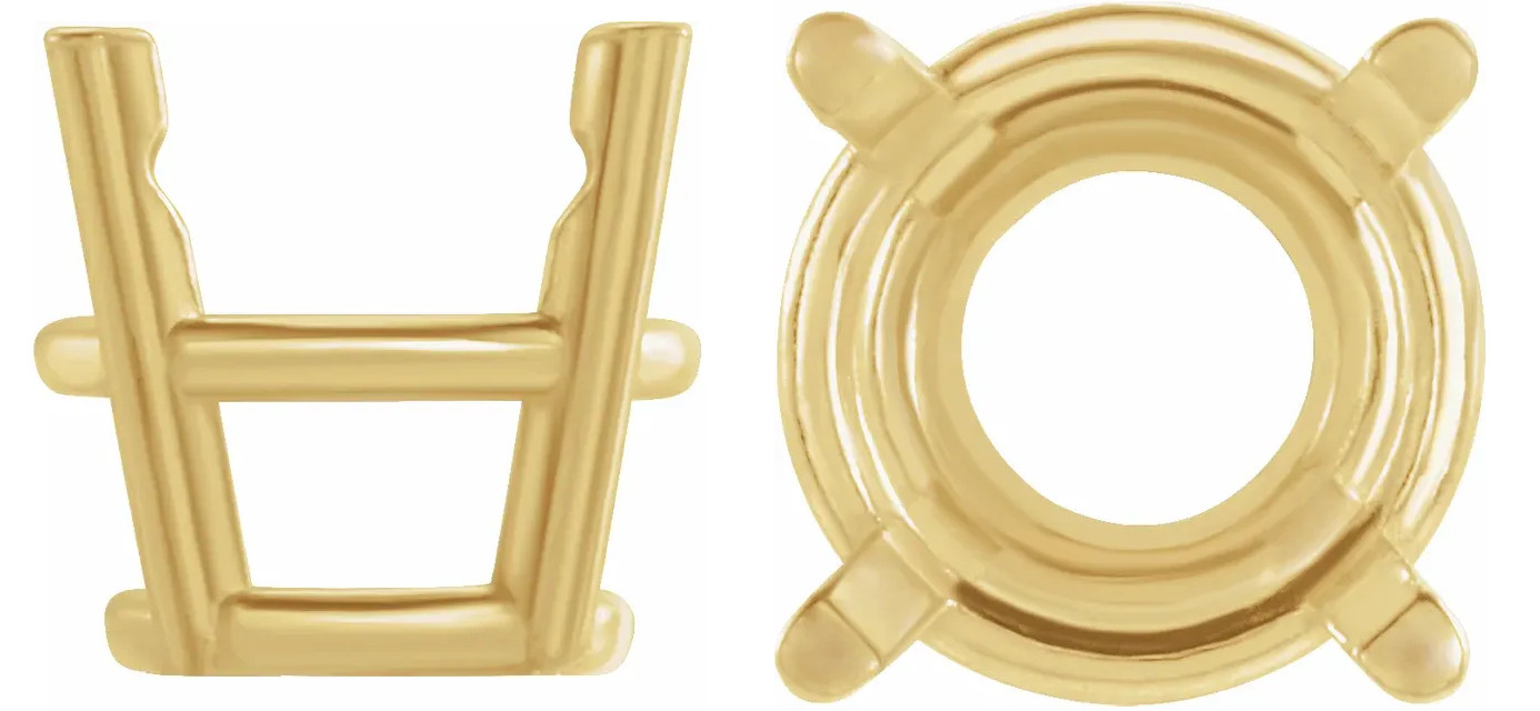 14K Yellow Gold Round Pre-Notched Basket Setting 4 Prong 2mm-10.5mm – 1 Piece