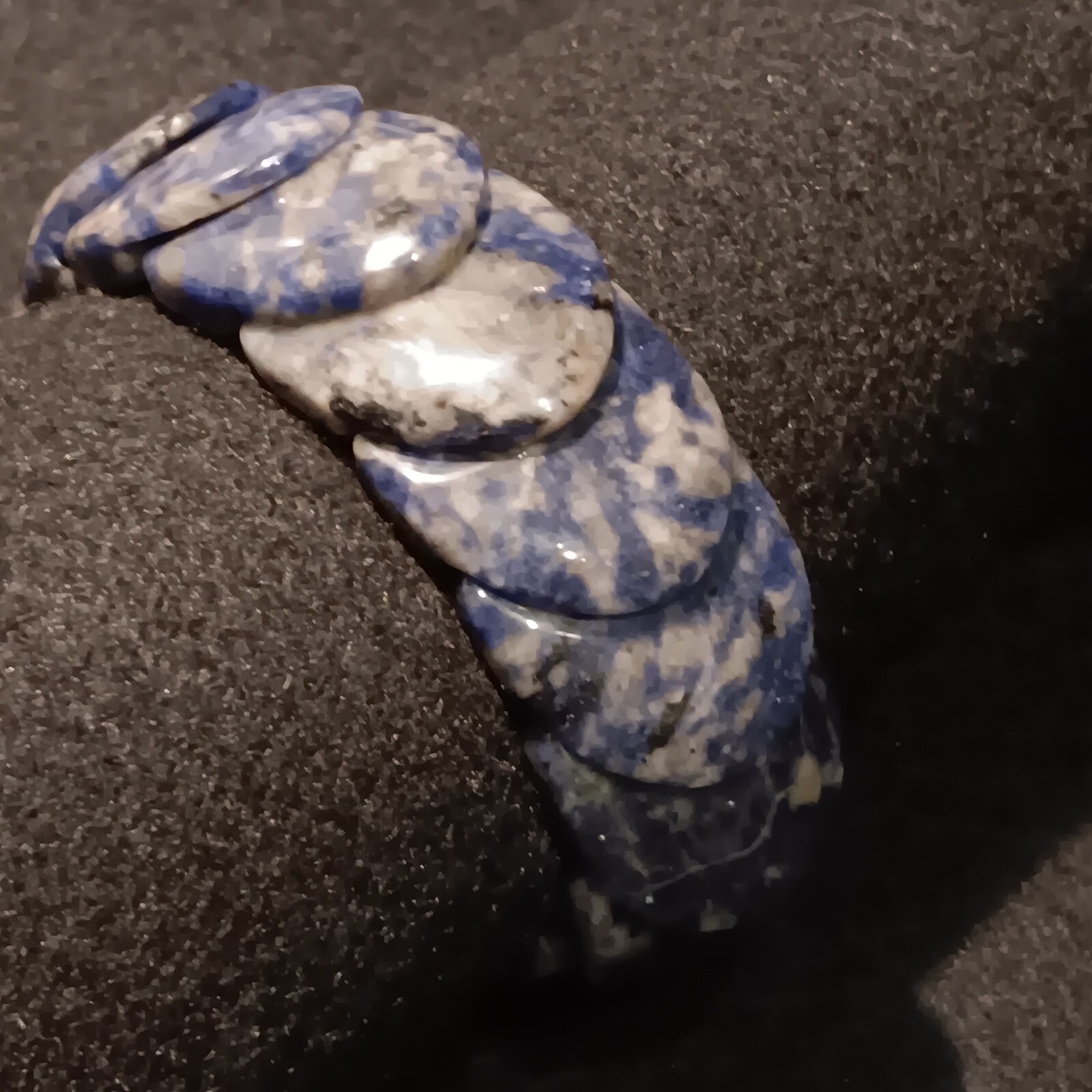 Sodalite Polished Bracelet Big Thick Chunky Designer Stretch To Fit