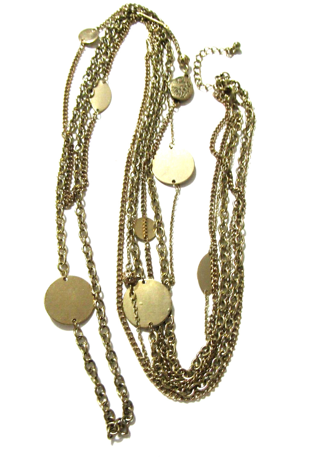 Gold Tone Triple Chain Station Necklace 7*32 to 34 inch