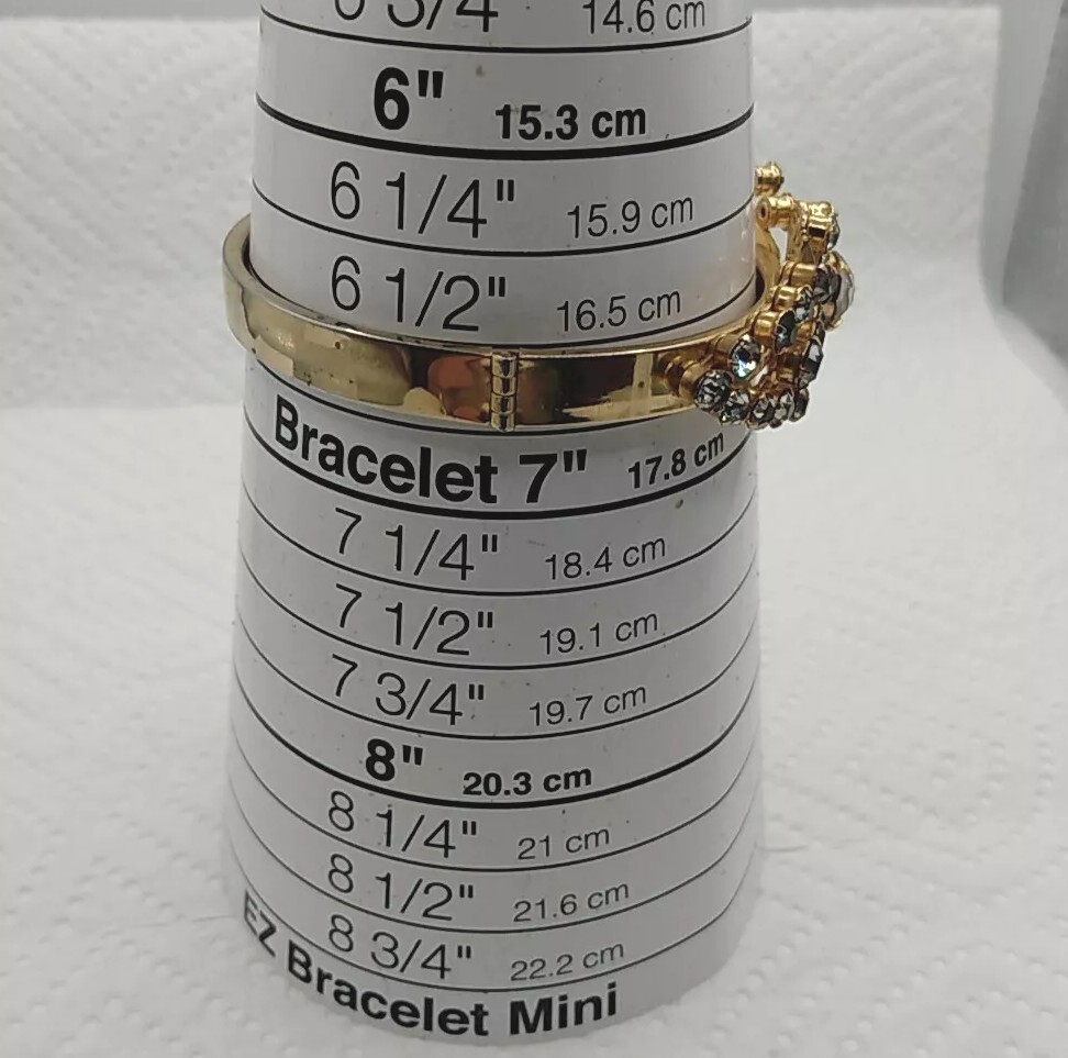 Vintage Gold Tone Rhinestone Hinged Bracelet With Safety Chain
