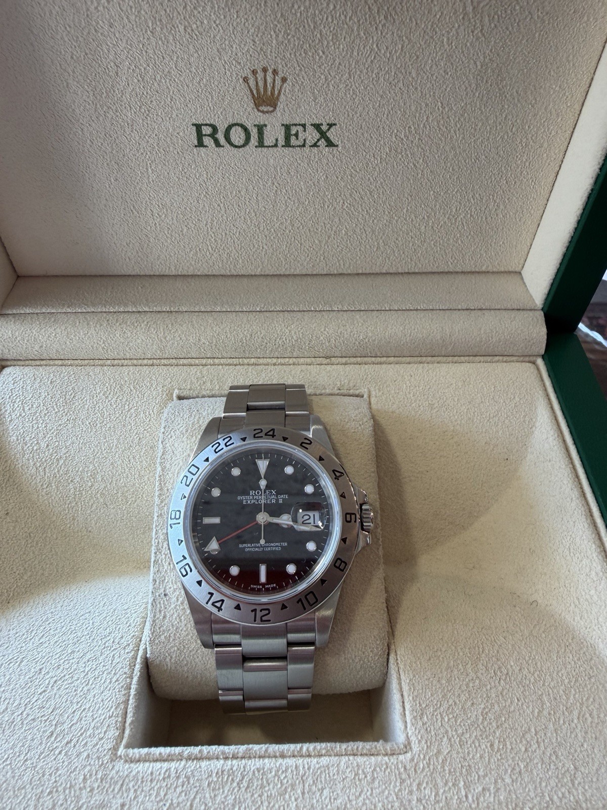 Rolex Explorer II 16570 40mm Black Dial Stainless Steel Exceptional Condition!!