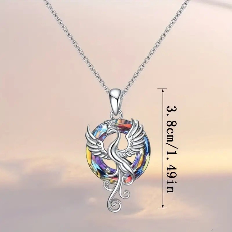 Rainbow Mystical Fire Topaz 925 Sterling Silver Charms Phoenix Pendant Necklace