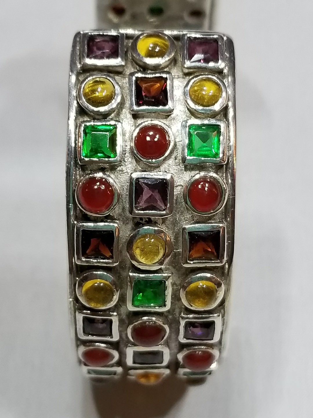 2 Oz. Sterling Silver Cuff/Bracelet, Colored Glass. Appraisal Was 2017! $1300