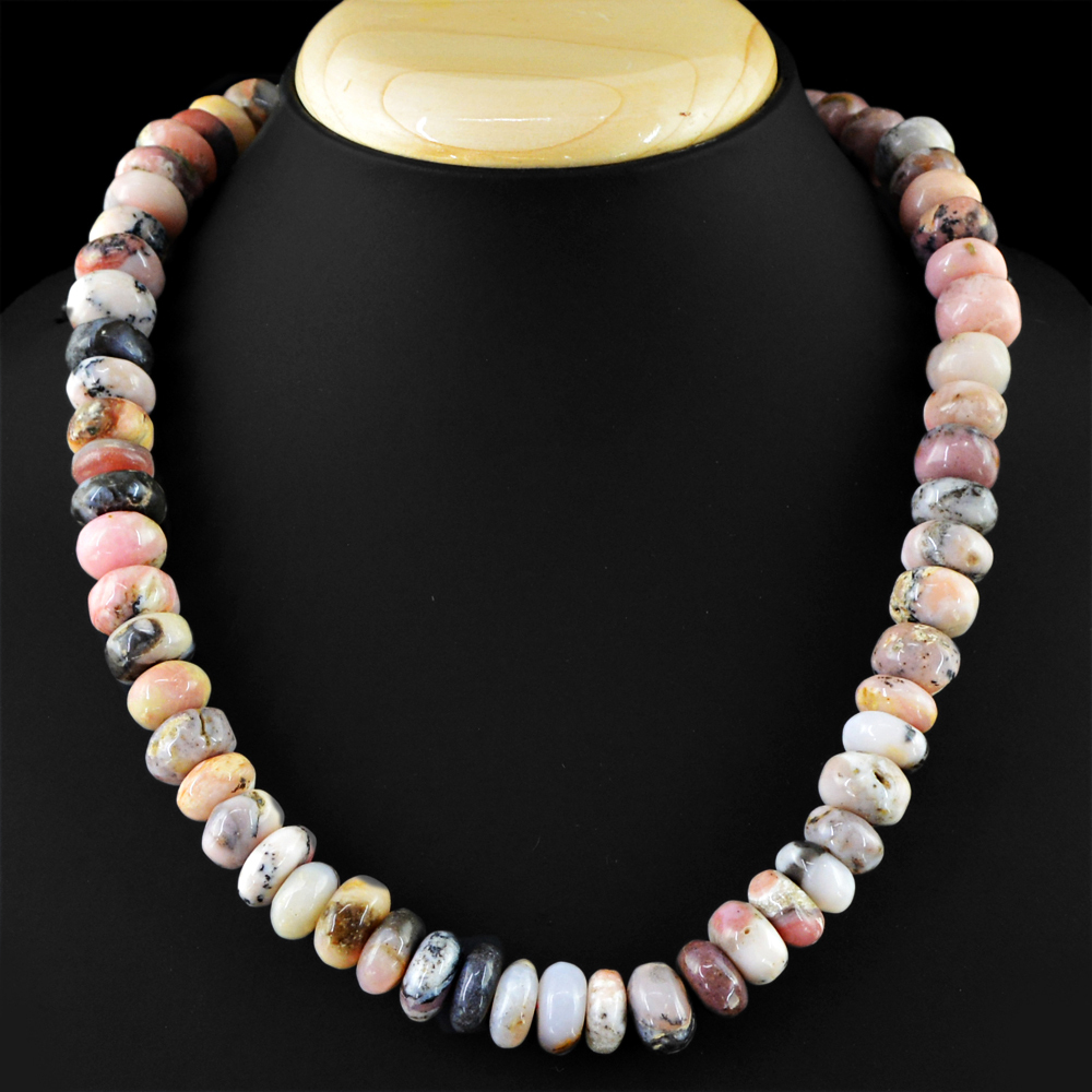 562.85 CTS NATURAL HAND MADE PINK AUSTRALIAN OPAL ROUND BEADS NECKLACE (RS)