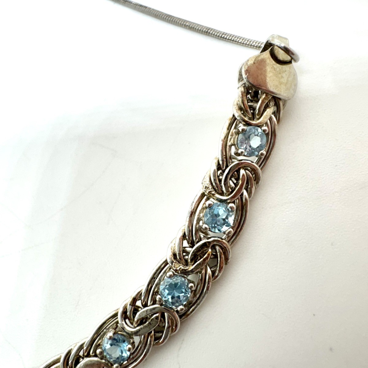 925 Sterling Silver Blue Stone Adjustable Bracelet – 7.83G! (WMP019087)
