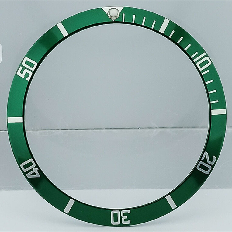 36.5*30.8mm Vintage Aluminum Alloy Slope Green Luminous Colorful Watch Bezel