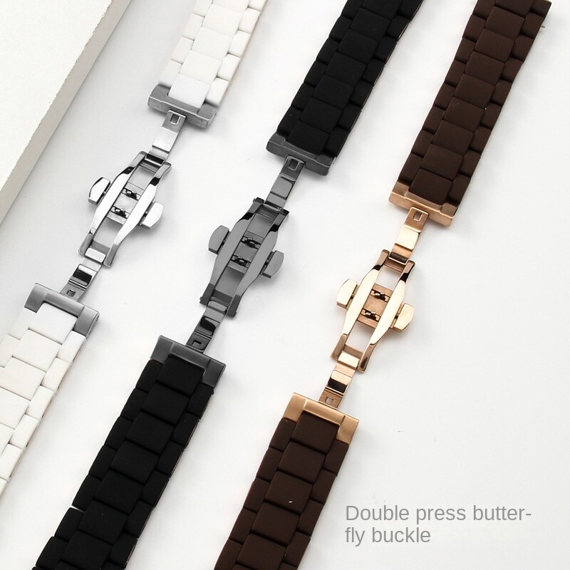 High-quality Rubber-coated Stainless Steel Watch Band Strap 20 23mm Fits Armani