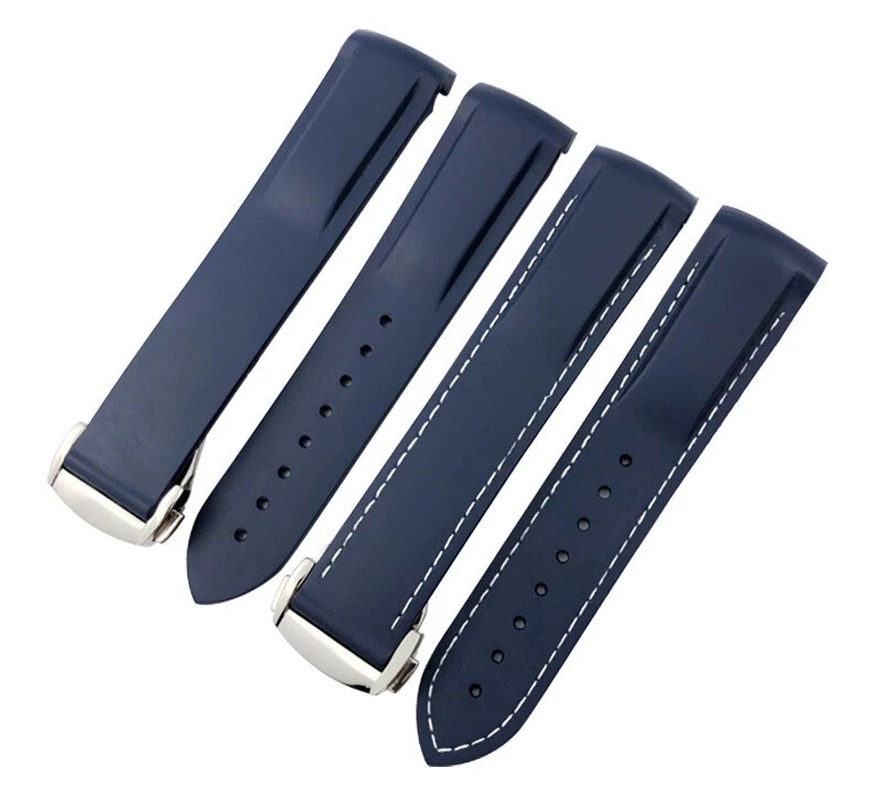 Butterfly Clasp Rubber Watch Band Strap 19 20 21mm Fits Omega New Seamaster 300
