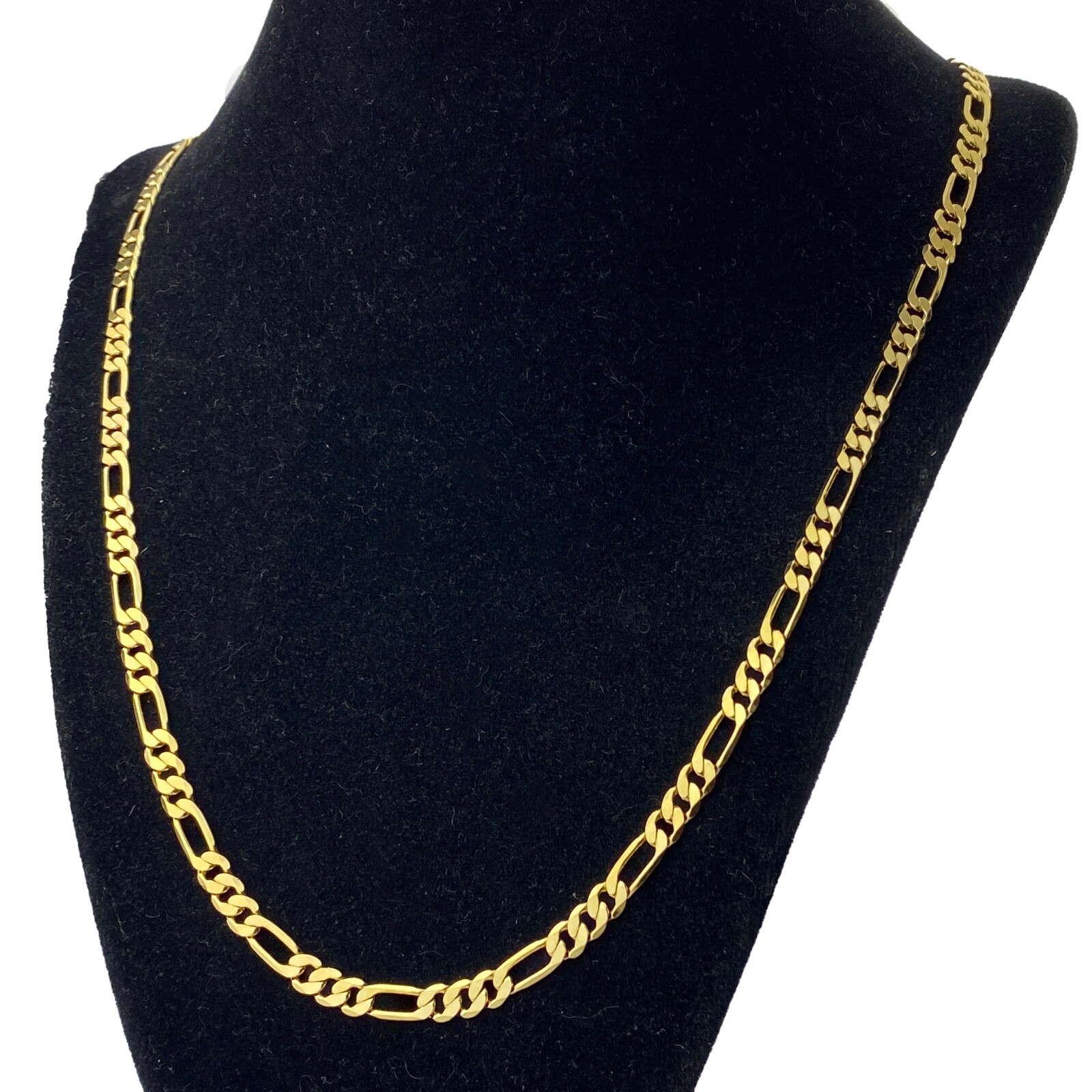 Mens 14k Gold Plated Figaro Chain Hip Hop Necklace 24″ Inch Long x 5 MM Thick