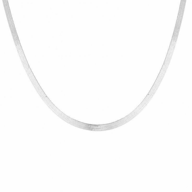 Gold Plated Stainless Steel Herringbone Flat Snake Chain Choker Necklace PE44