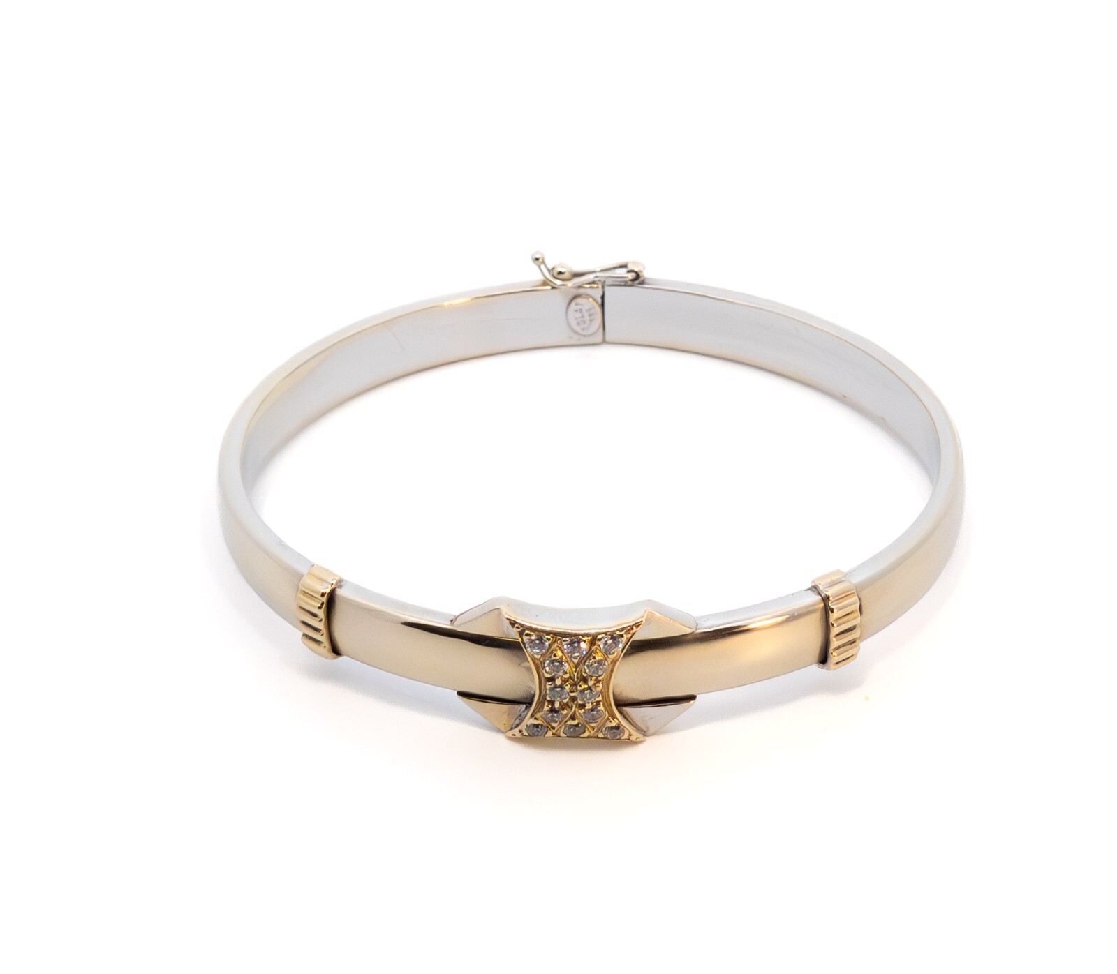 Gold bangle, gold bangle with zircon, yellow gold 585 14 KT