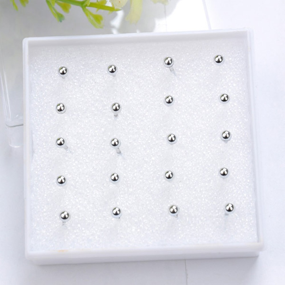 Small Stud Earrings Round Plain 10 Pairs Silver Ladies Ball Bead Ear Elegant 3mm