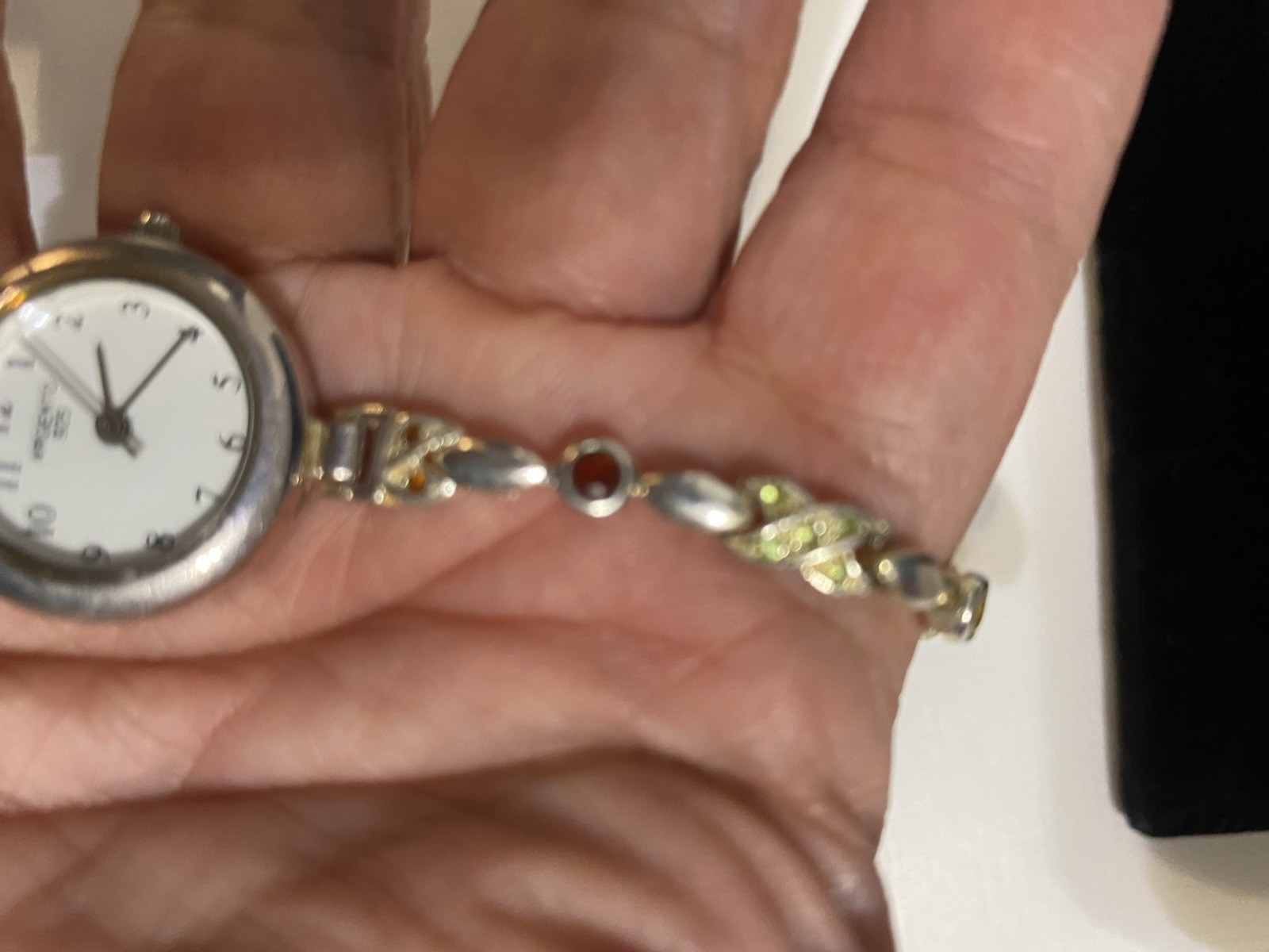 Argento Sterling Silver 925 Watch With Multicolor Crystals With New Battery