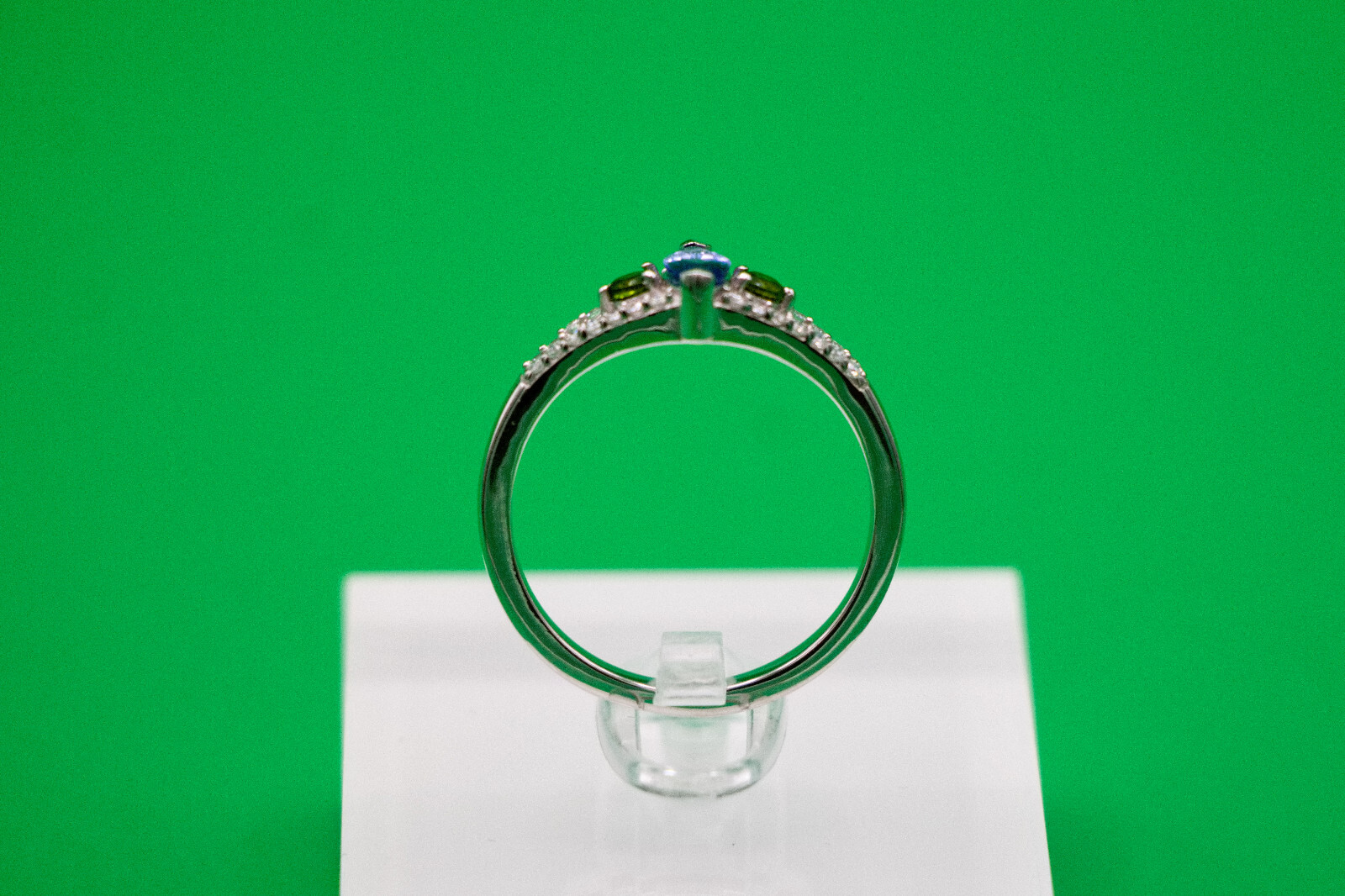 Tanzanites and Multi Gemstone 0.70 ctw Ring in Rhodium Over Sterling Silver Sz 8