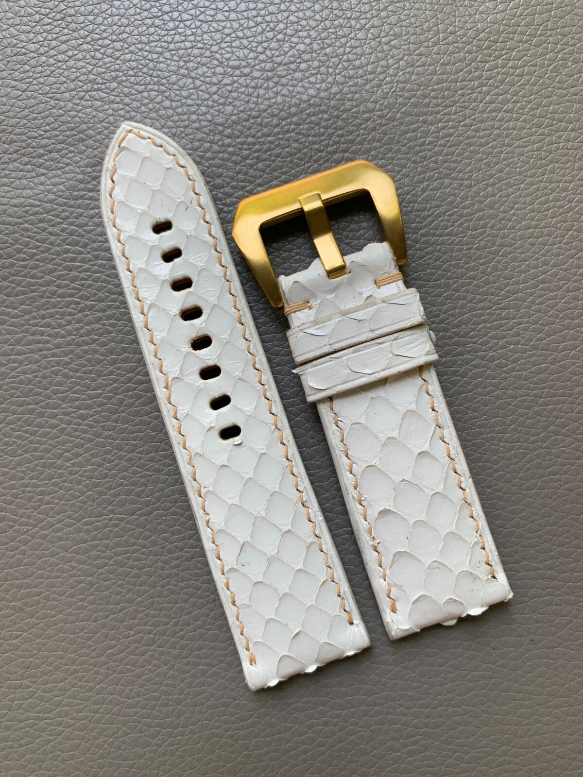 White Genuine Snake Leather Skin watch strap band, Custom Sizes 10mm to 26mm