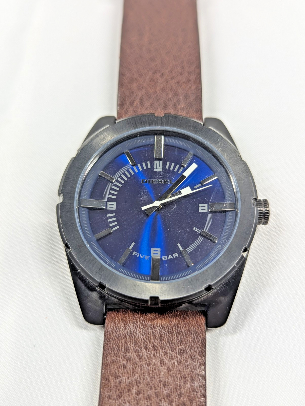 Diesel Only the Brave Mens Watch DZ1598 Genuine Leather Band New Batt Works FS