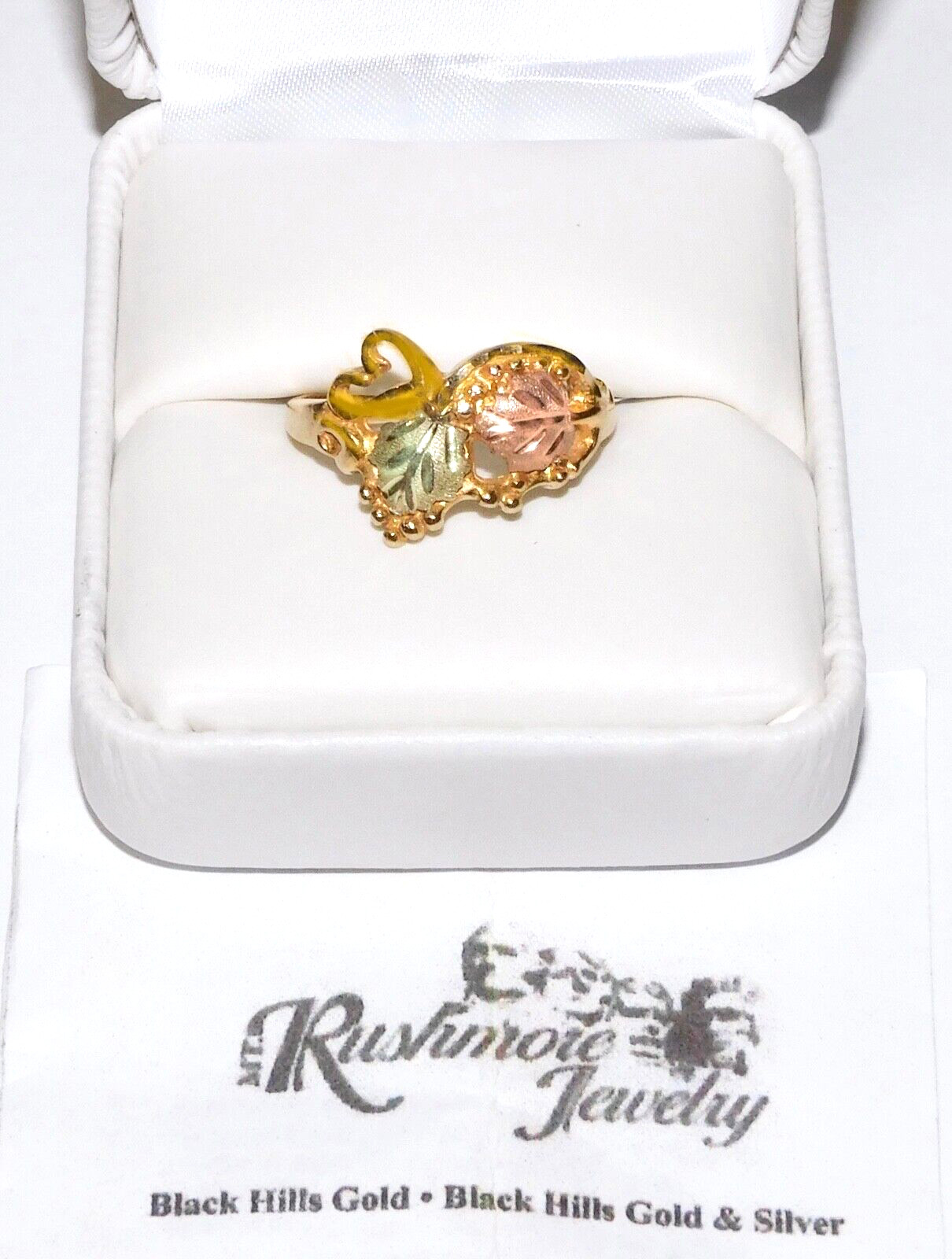 Black Hills Gold 10k Heart Accent Diamond Cut Ring Size 8
