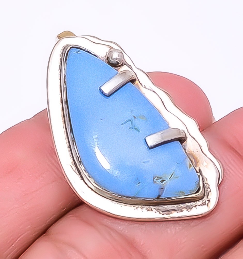 Blue Opal – Owyhee Handmade Silver Plated Israeli Jewelry Pendant 1.37″ A330
