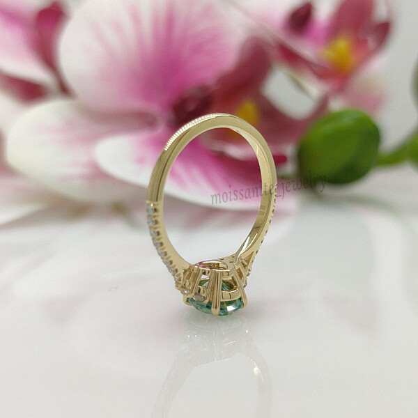 Oval Cut 2.20Ct Green Sapphire 14k Yellow Gold Vermeil Engagement Ring For Her