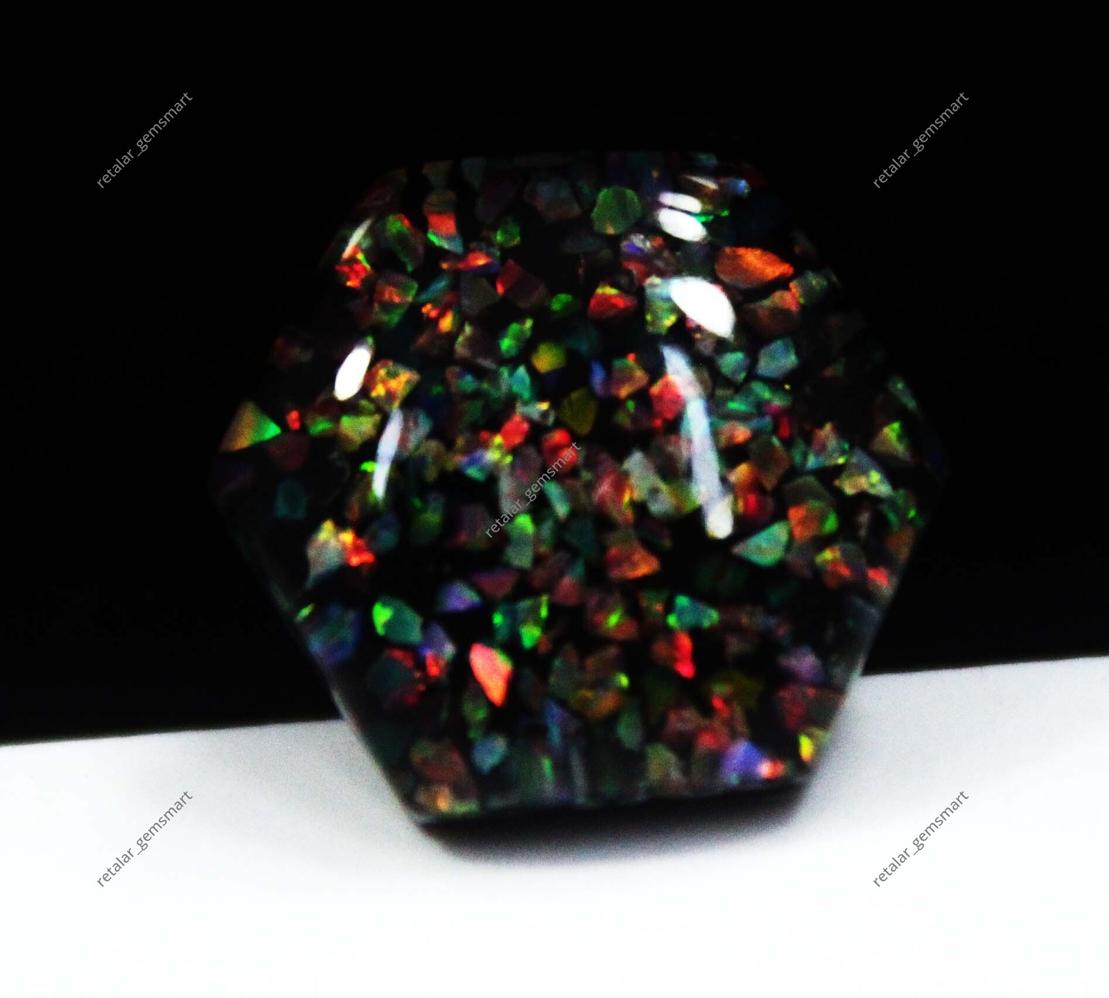 10.20 Ct Natural Australian Black Fire Opal Doublet Certified Untreated Gemstone