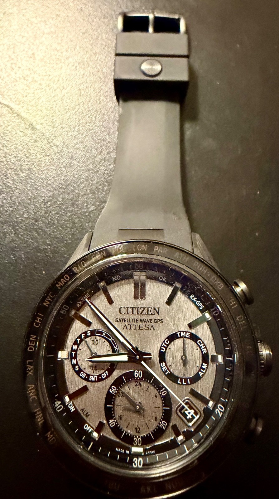 Citizen Men’s Attesa Satellite Date Day Eco-Drive Black Watch 44MM CC4055-14H