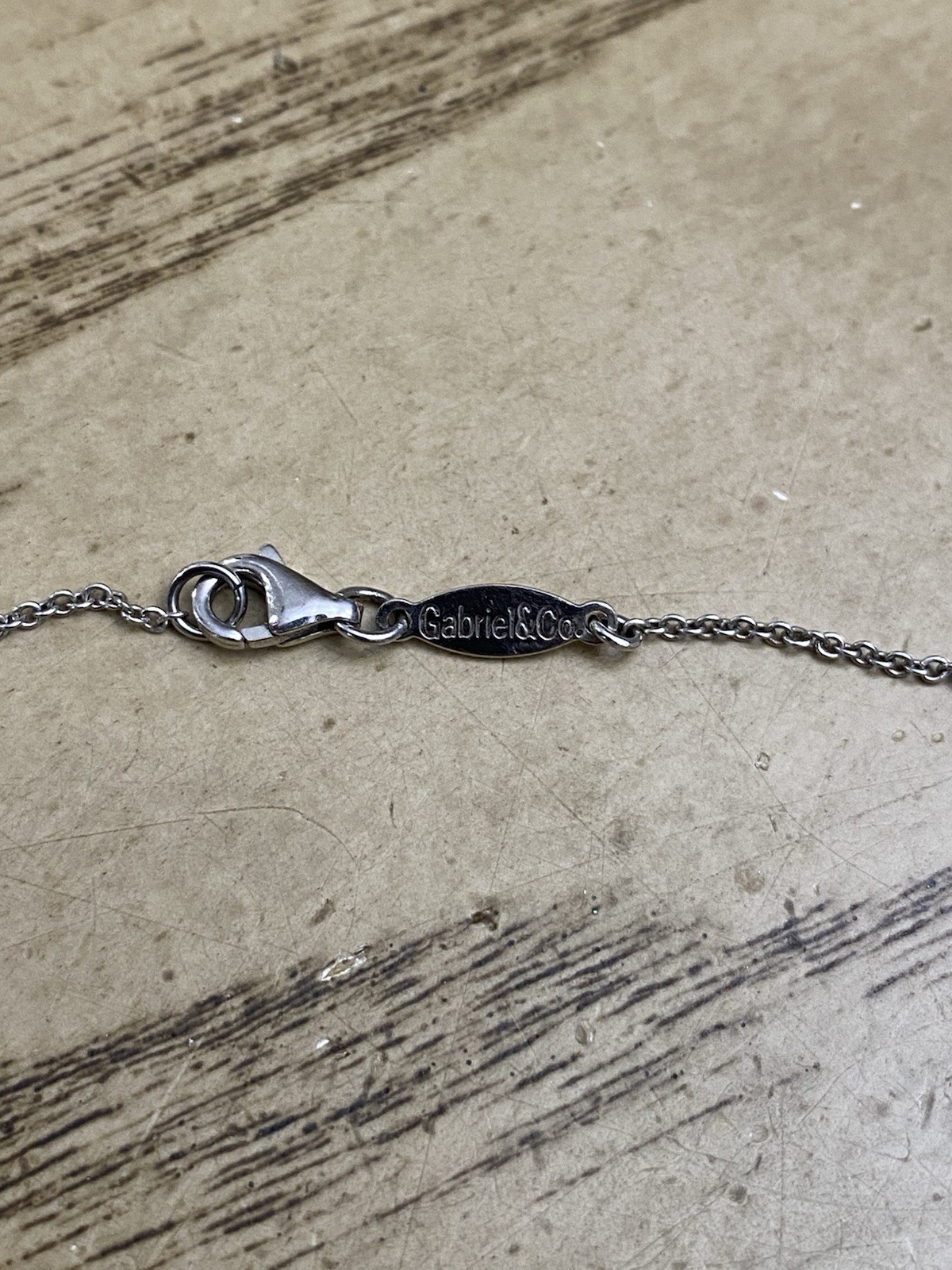 Gabriel & Co. 925 Sterling Silver Designer Signed Pendant Link Necklace 17”