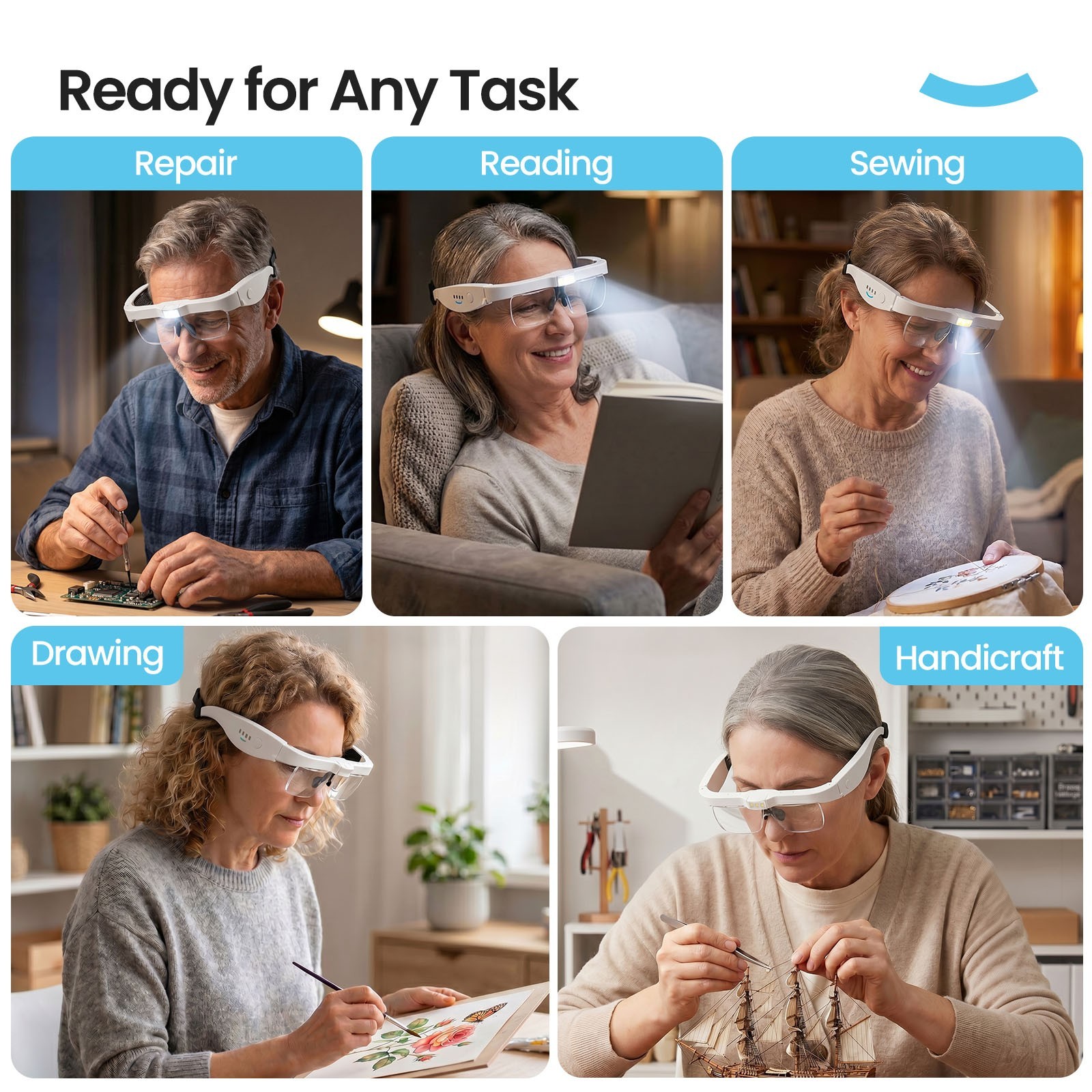 ARTDOT Magnifying Glasses with Light for Diamond Painting Hands-Free Magnifier
