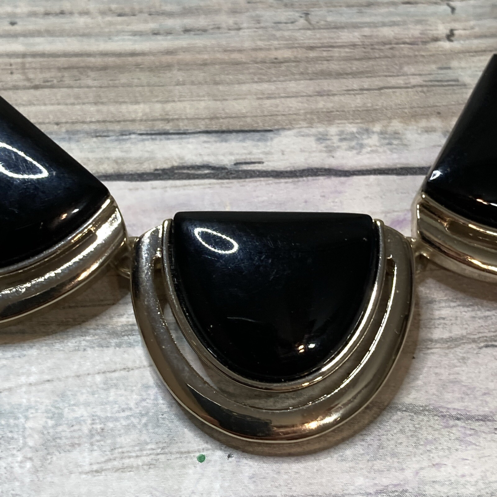 Talbots Black Gold Tone Statement Necklace 20″ NWOT