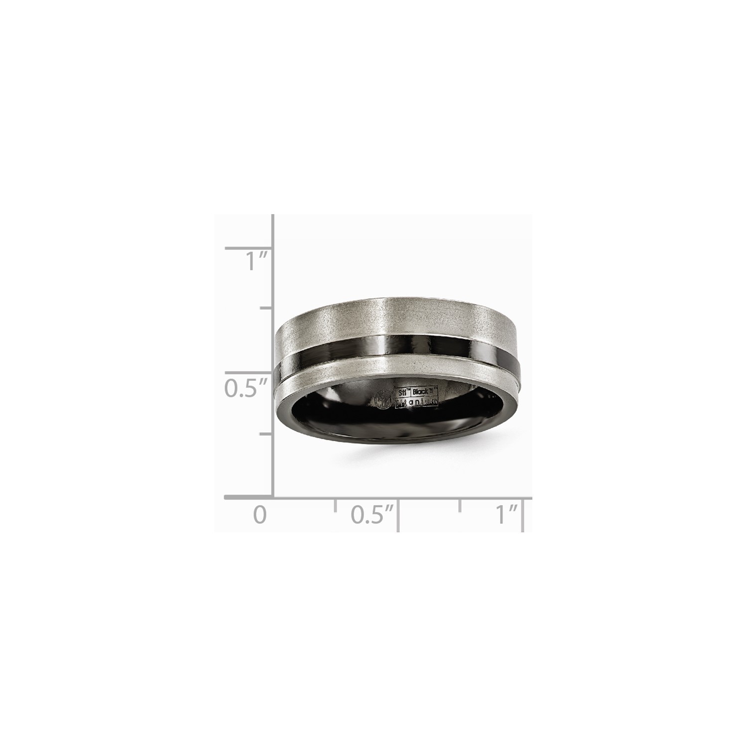 Edward Mirell Black Ti Titanium 8mm Flat Cut Brushed Wedding Band Sizes 7 to 13