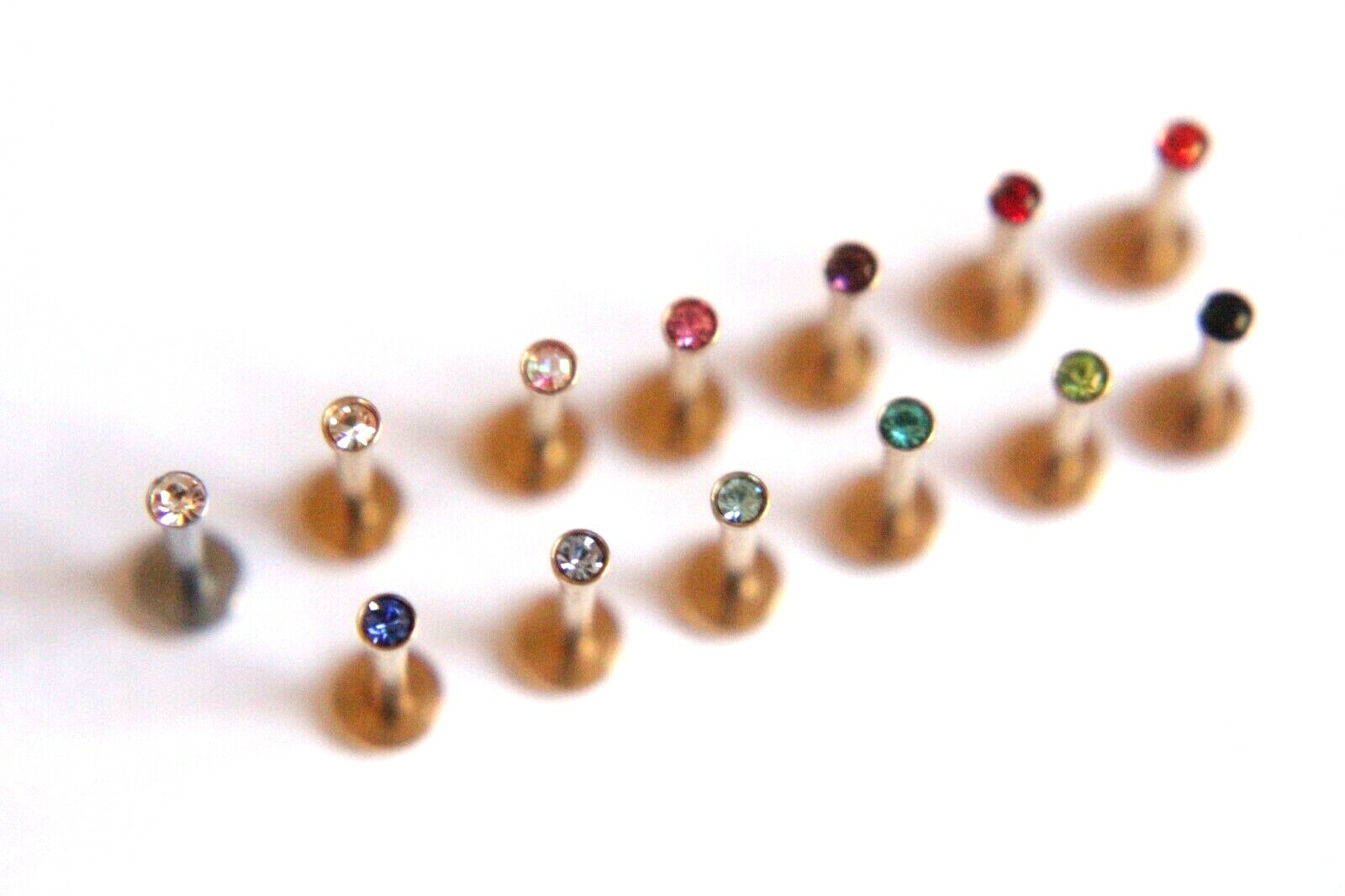 1 5 10pcs Internally Threaded 16g 18g Labret Bar 2mm Gem Earring Stud Helix Bulk