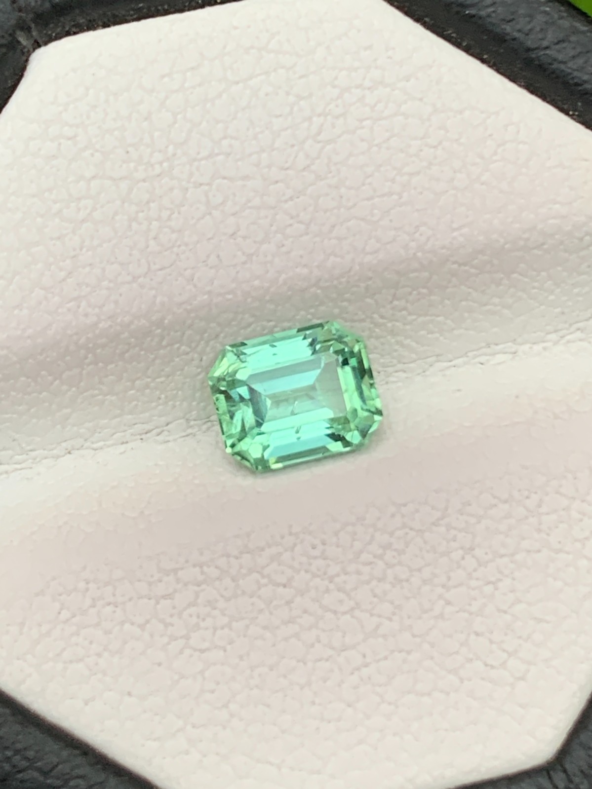 1.00 Ct Natural Mint Light Green Tourmaline Emerald Cut Faceted Loose Gem Afghan