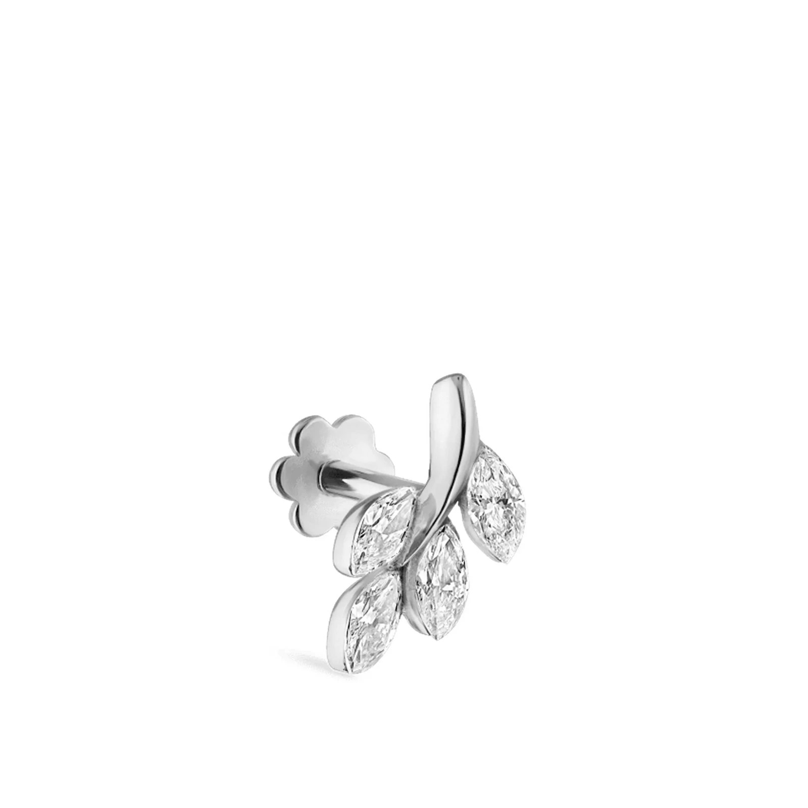 Marquise Moissanite Floral Helix Cartilage Stud 925 Sterling Silver