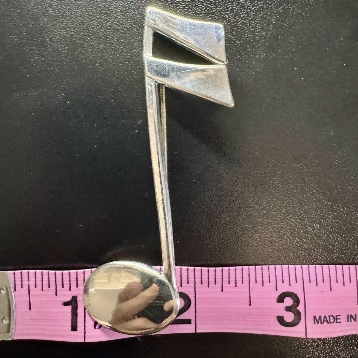 Vintage Lang Sterling Silver 925 Signed Music Note Brooch 2.75 Inch 6.2g