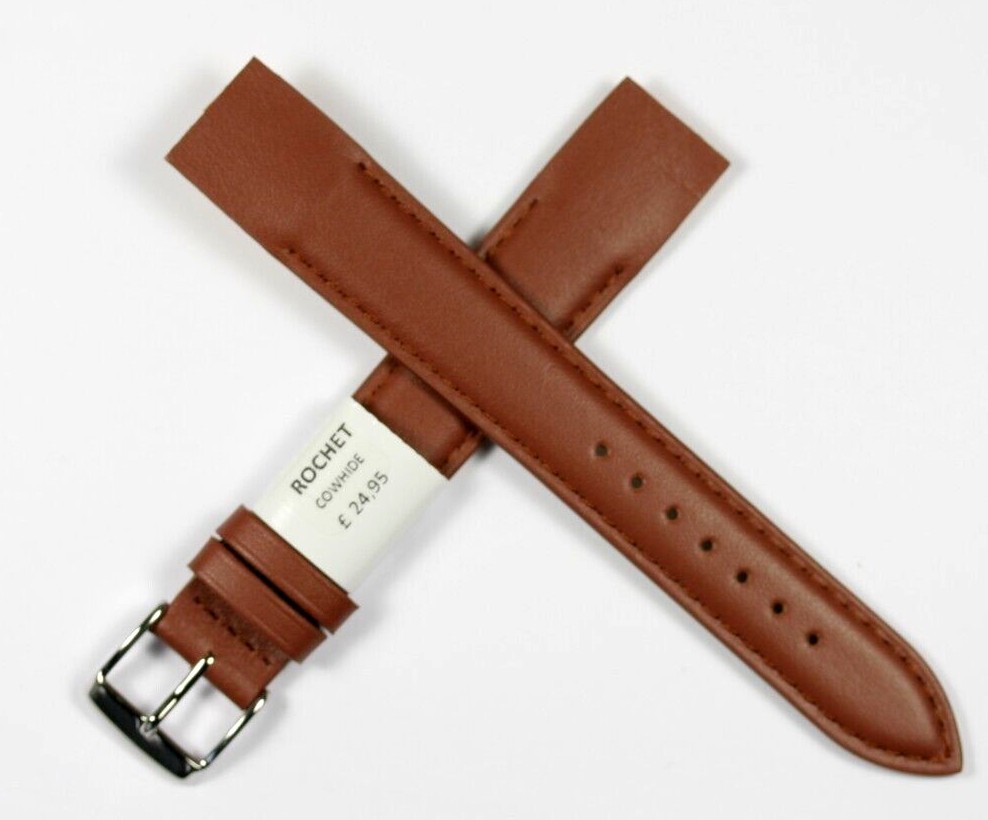 HAND MADE OPEN ENDED LEATHER WATCH STRAP 18MM BROWN HIGH QUALITY ROCHET NEW