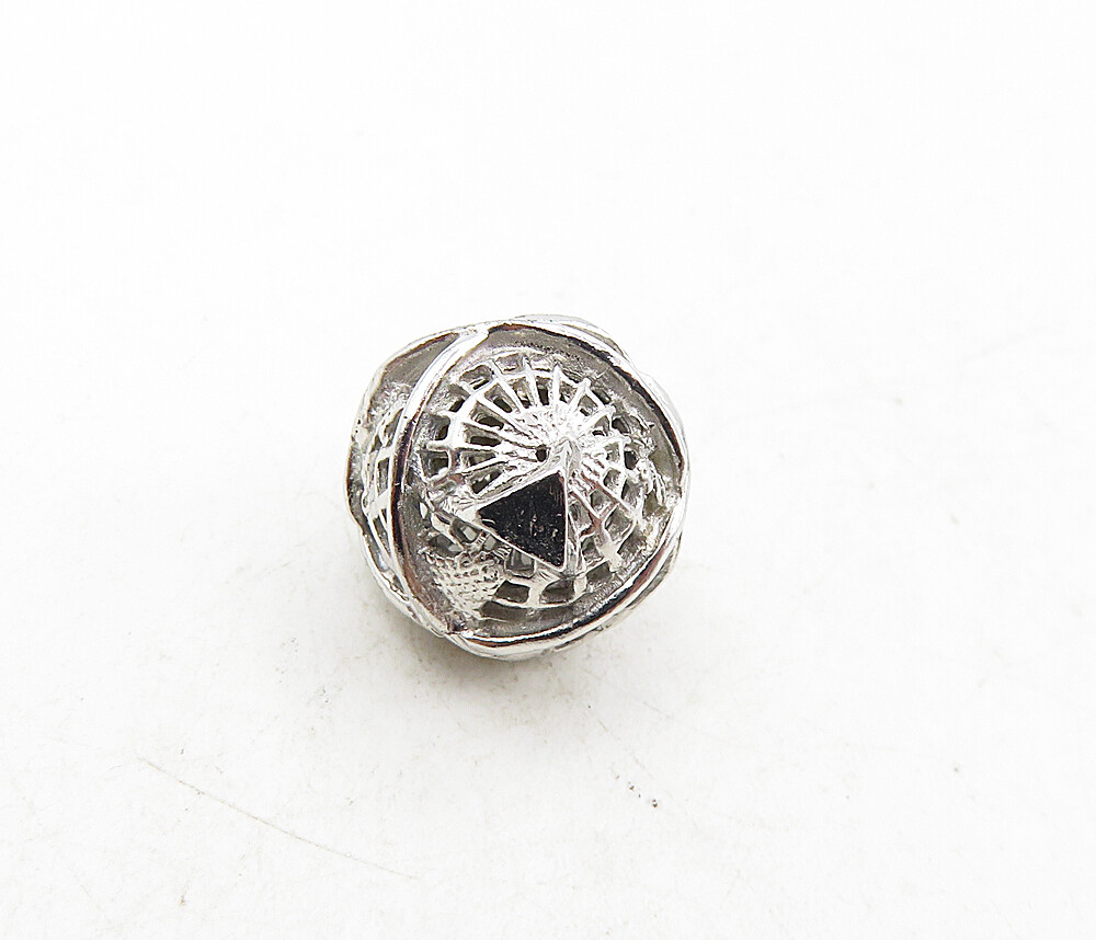 925 Sterling Silver Vintage Petite Wrapped World Globe Drop Pendant PT6912