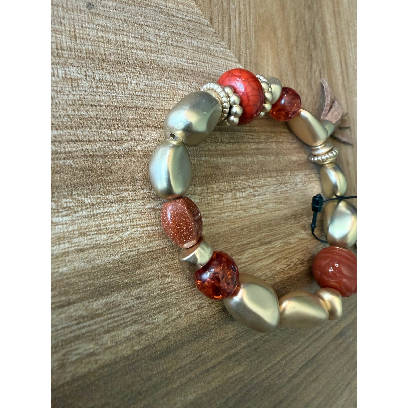 NWT Chico’s Victoria Paprika Stretch Beaded Tassel Bracelet