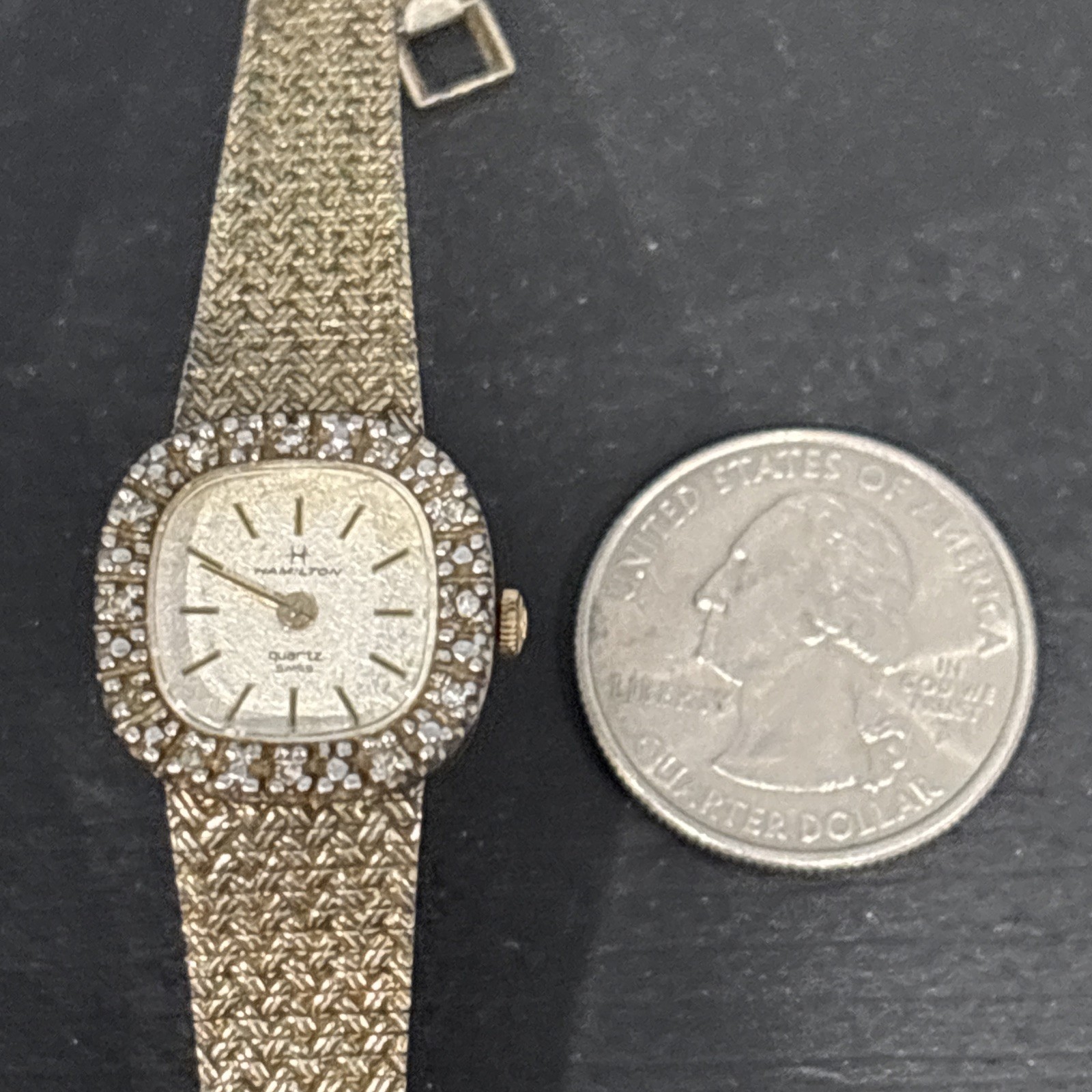 Gold Tone Hamilton Ladies Watch 10K RGP Bezel Untested Parts Vintage # 8862
