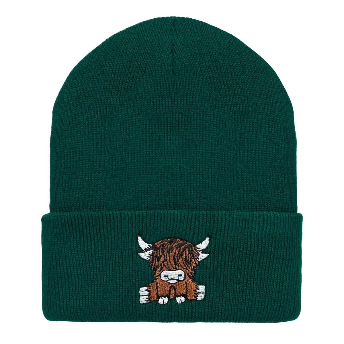 Zgboaht Yak Embroidery Knit Beanie for Man Woman and One Size, Yak-atrovirens