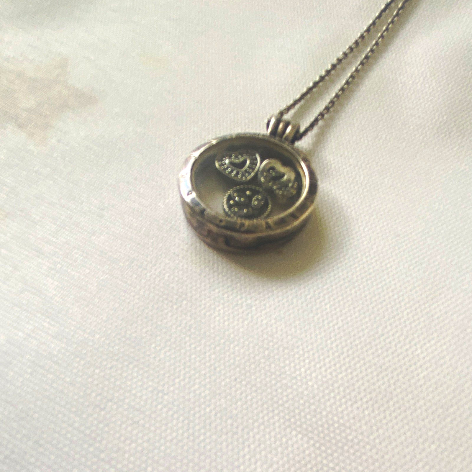 Pandora Floating Locket Necklace in sterling silver featuring 3 Charms