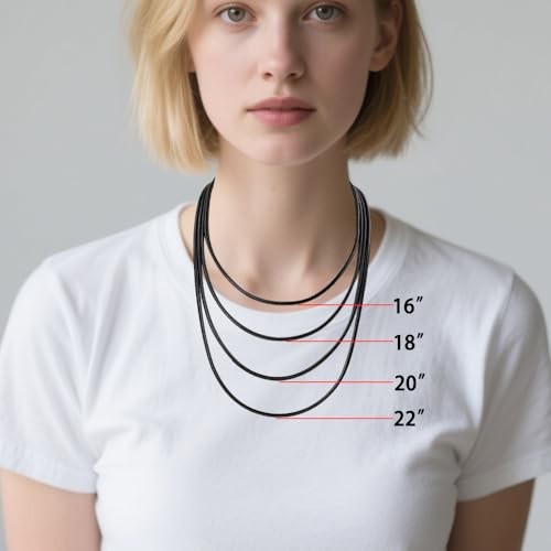 4pcs Black Necklace Cords, Woven Wax Rope Chain 16in/18in/20in/22in 4PCS Black