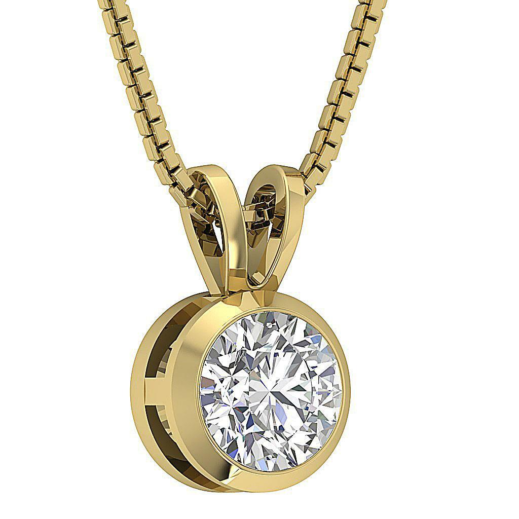 Solitaire Pendant Necklace Natural Diamond I1 H 1.00 Ct 14K Yellow Gold 8.40 mm