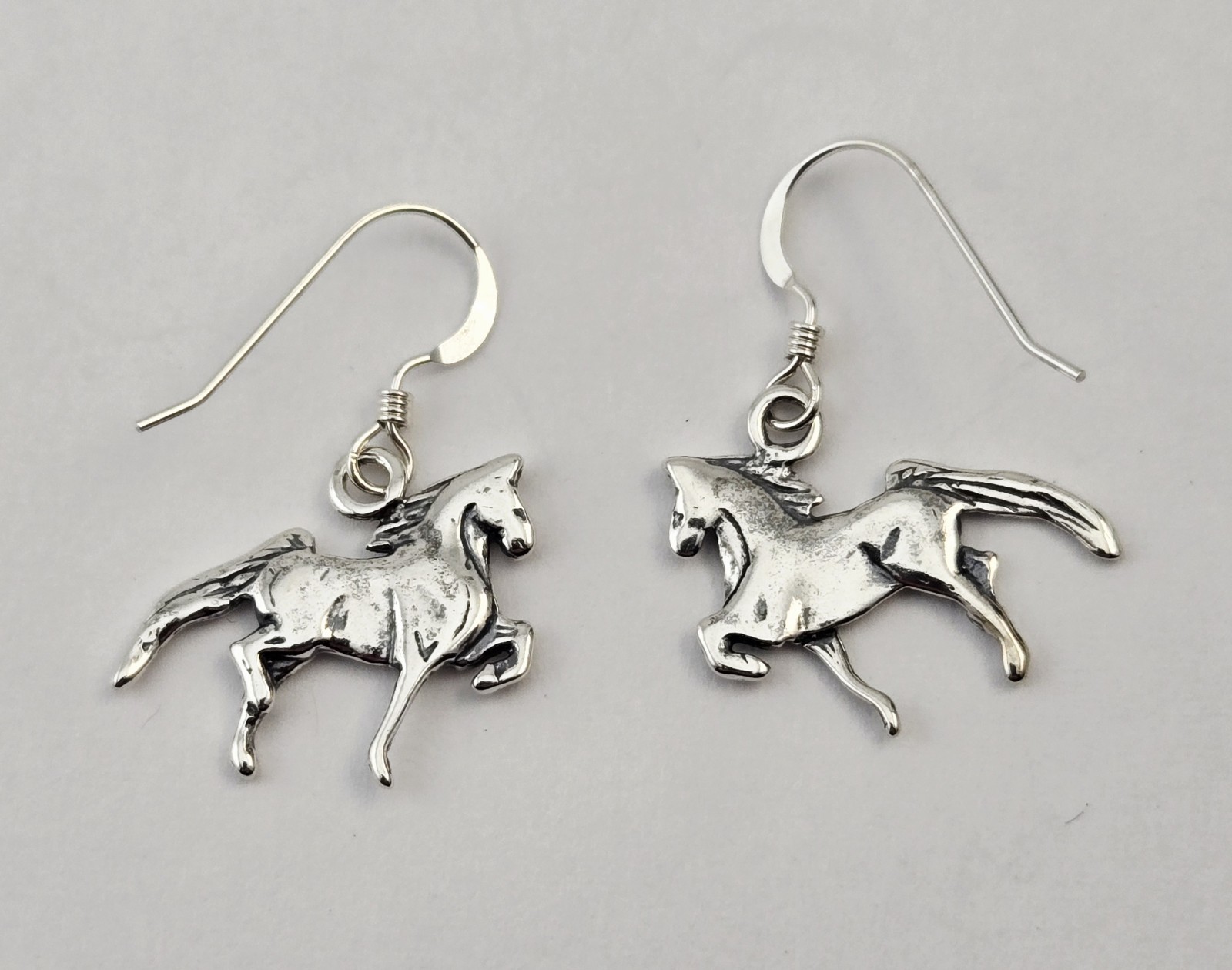 VTG Sterling Silver Prancing Horse Dressage Equestrian Dangle Earrings – 3.0g